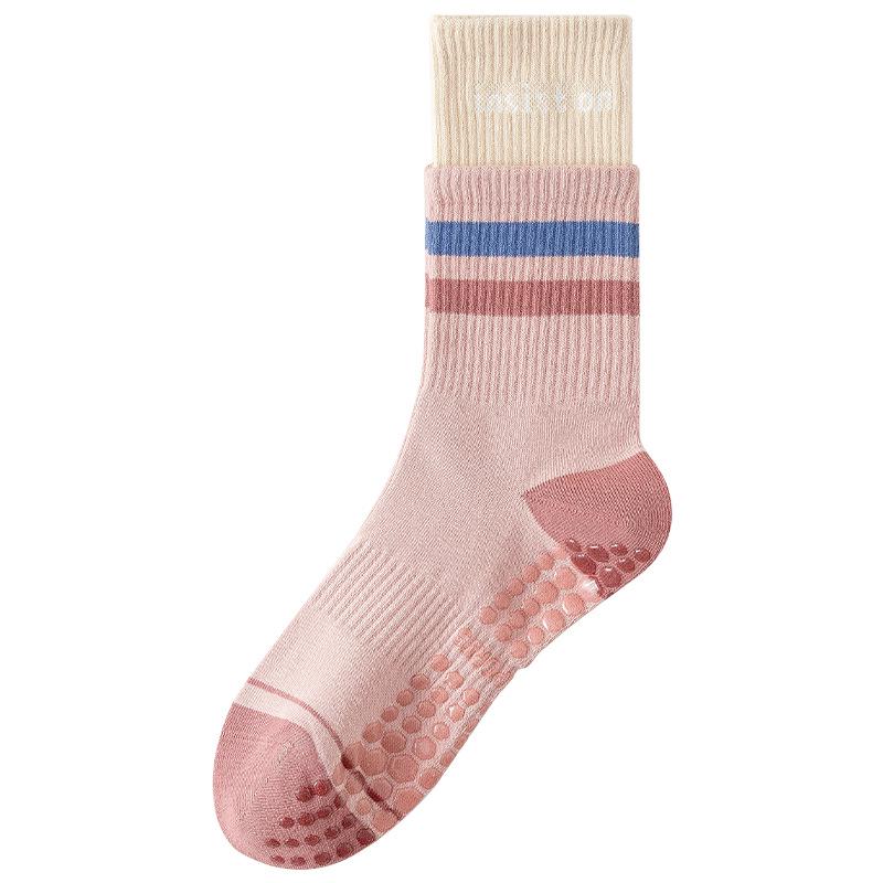 Women's Mid-Calf Non-Slip Yoga Socks - Pure Cotton, Silicone Grip, Seamless for Pilates and Indoor Fitness