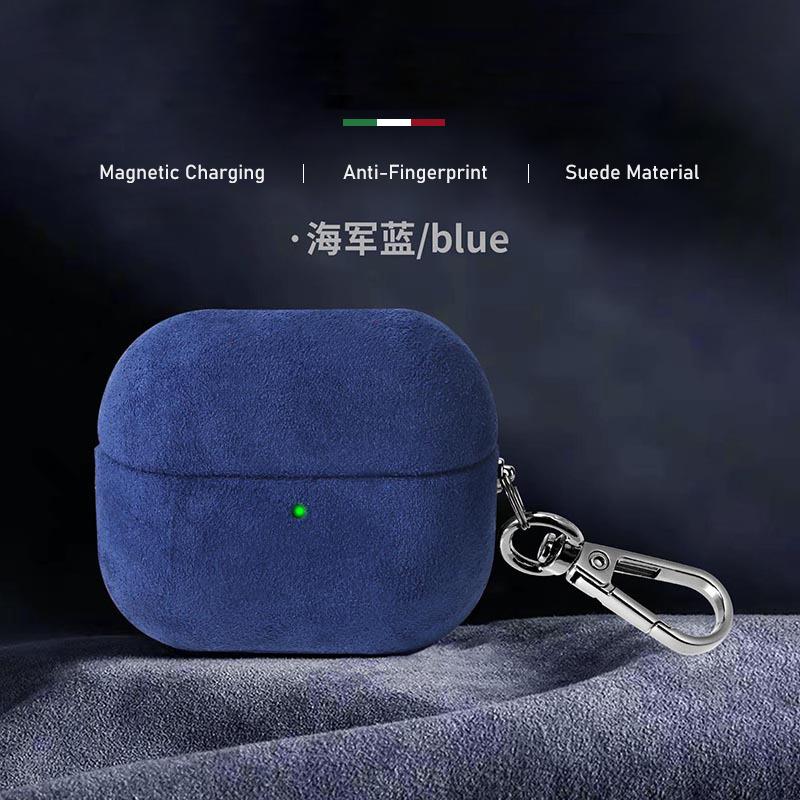 Luxury Italian Suede Leather Headphone Case for AirPods 4 3 1 Pro2 Supercar Material Wireless Charge All Inclusive Earphone Case