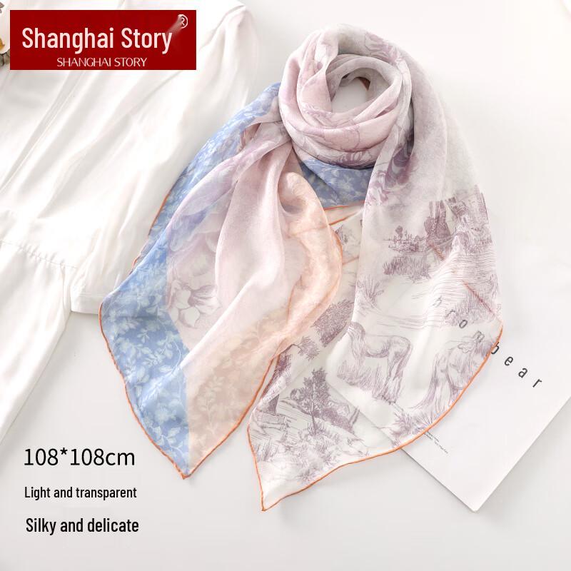 Shanghai Stories 100% Silk Large Square Scarf