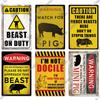 Putuo Decor Warning Tin Sign Vintage Metal Sign Pig Caution Plate Warning Decorative for Zoo Piggy Farm House Wall Decor