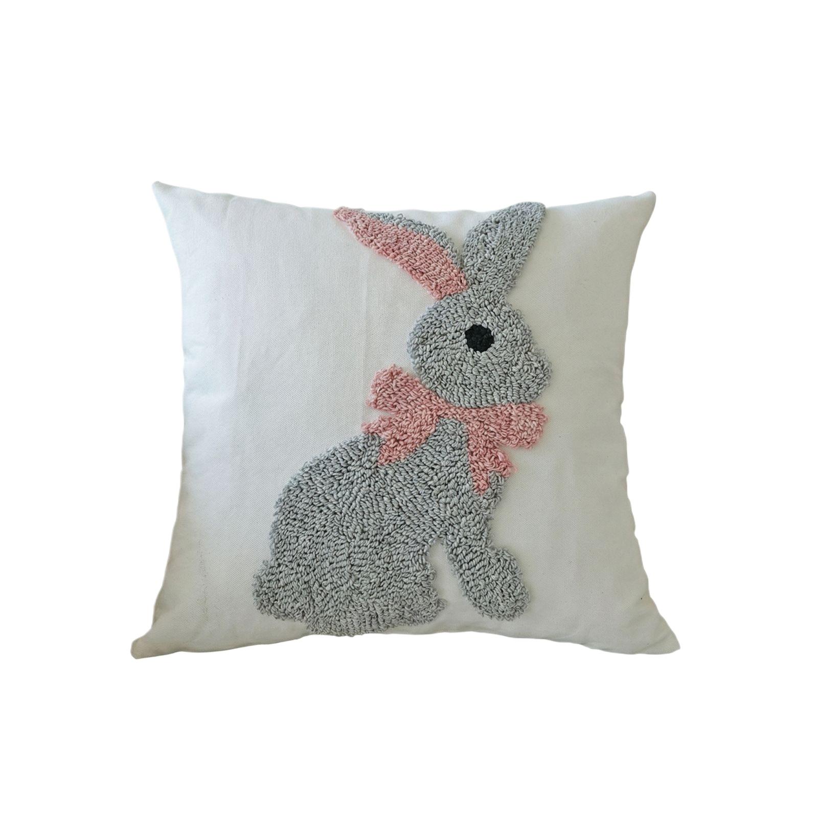 

Easter-themed Pillowcase, Bunny Loop Embroidery, Perfect For Party Decorations (pillow Insert Not Included) One Size