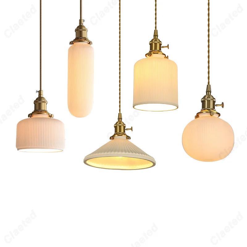 Minimally designed LED ceramic E27pendant light bedroom bedside lamp indoor living room dining room corridor decoration lighting