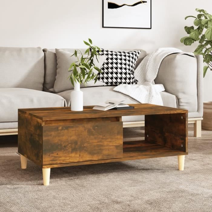 821049 vidaXL Table basse Chêne fumé 90x50x36,5 cm Bois d'ingénierie