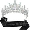 New Birthday Party Queen Crystal Crown Shoulder Strap Birthday Queen Glitter Pink Diamond Shoulder Strap Set 2026