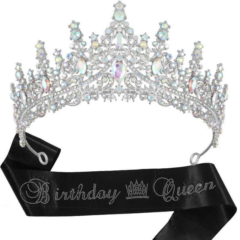 New Birthday Party Queen Crystal Crown Shoulder Strap Birthday Queen Glitter Pink Diamond Shoulder Strap Set 2026