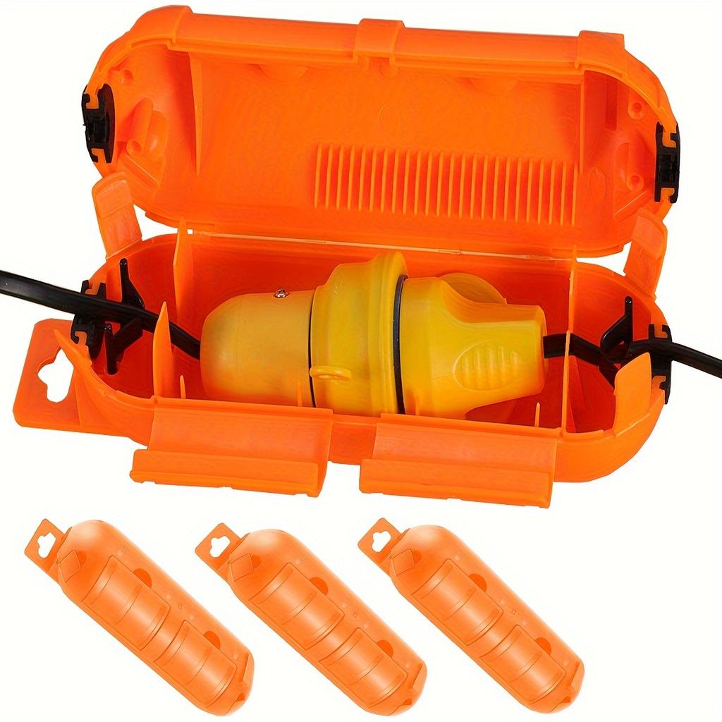 orange  Extension Cord Safety Cover with Waterproof Seal, Weatherproof Electrical Connection Box to Protect Outdoor Outlet, Plug