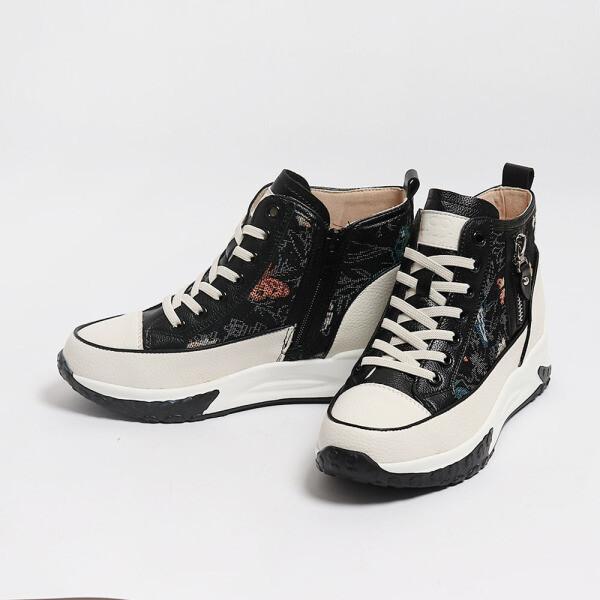 Side Flowering Converse Comfort Cushion Anti SliP Height Increasing Sneakers P S78