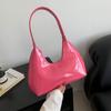 Women Burgundy Shoulder Bag Luxury Design Wine Red Half Moon Handbag Fashion Pu Leather handbag Small Crescent Underarm Bags New
