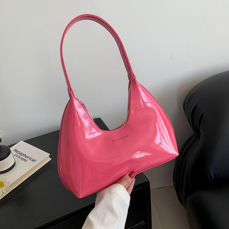 Women Burgundy Shoulder Bag Luxury Design Wine Red Half Moon Handbag Fashion Pu Leather handbag Small Crescent Underarm Bags New
