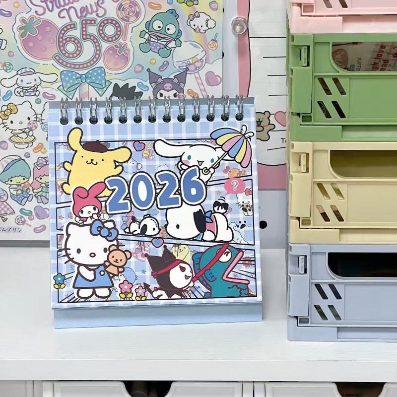 

Cute Cartoon 2026 Graffiti Sanrio Hello Kitty Cinnamoroll Desk Calendar Desktop Ornament Calendar Planner Desktop Stationery