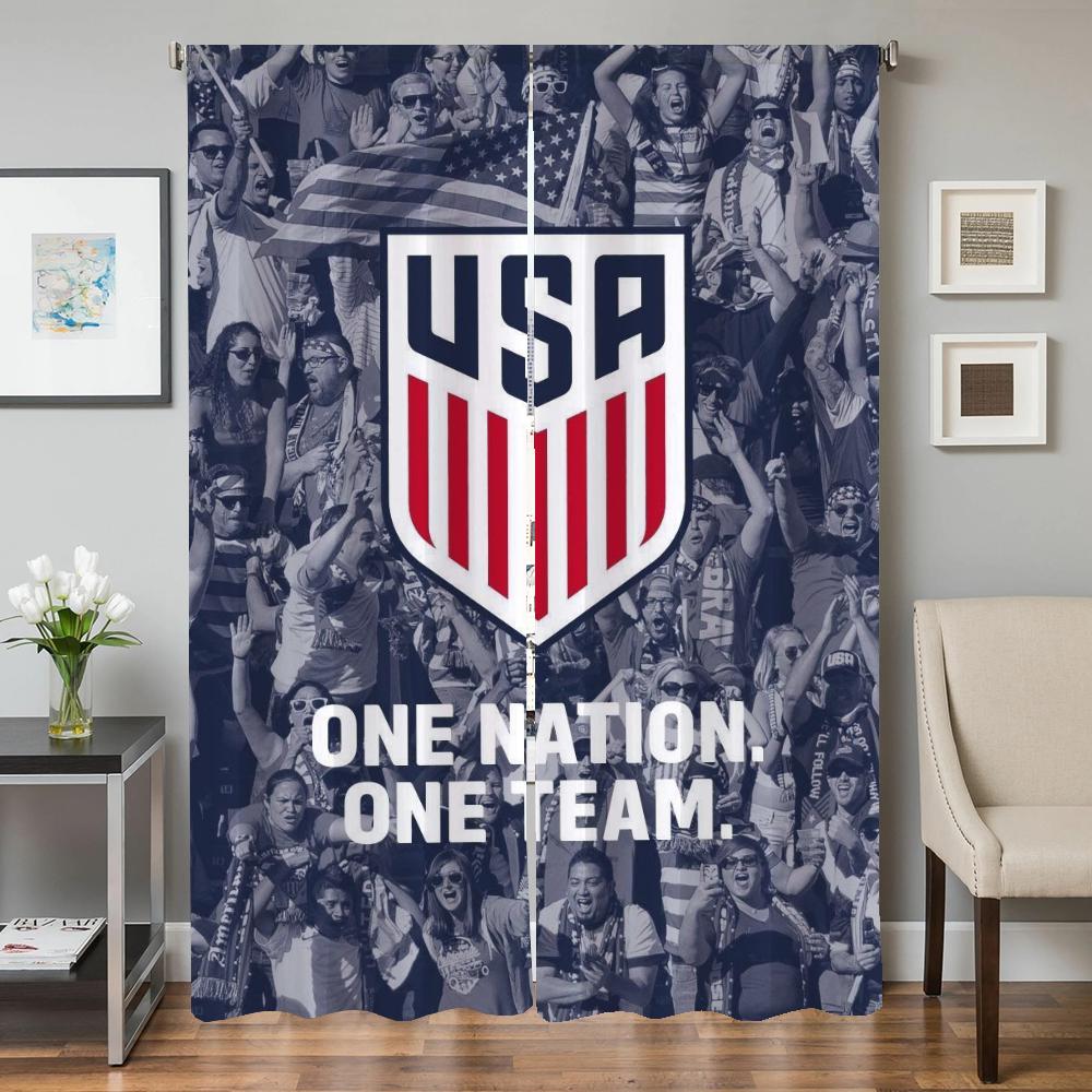 Window Kitchen Curtains for Living Room 2 Pieces Blackout Curtains Door Curtain USA N-national Team Bedroom Decoration Partition