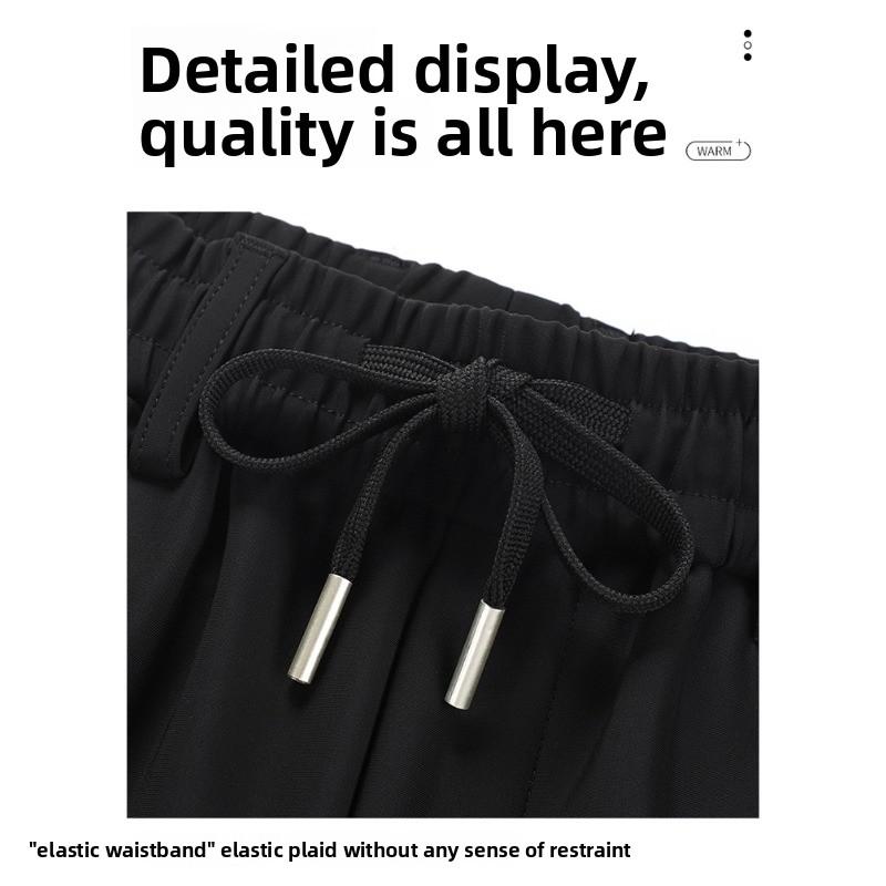 Men's new three-proof black technology autumn and winter casual pants men's large size loose sports trousers warm and piled thickened trousers