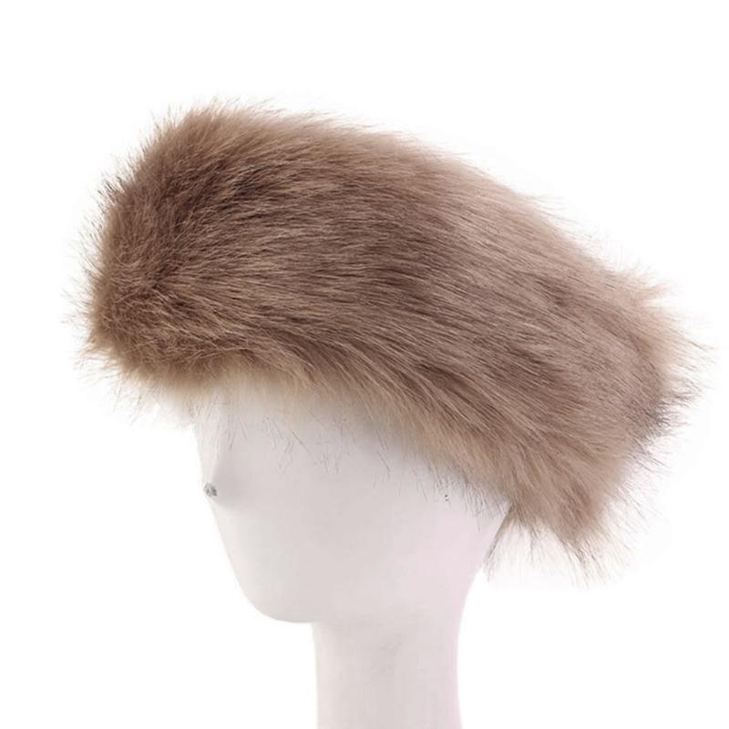 Fashion Fluffy Winter Warm Cap Wide Headband Elastic Outdoor Ski Hats Furry Ear Warmer Soft Warm Earmuff for Women
