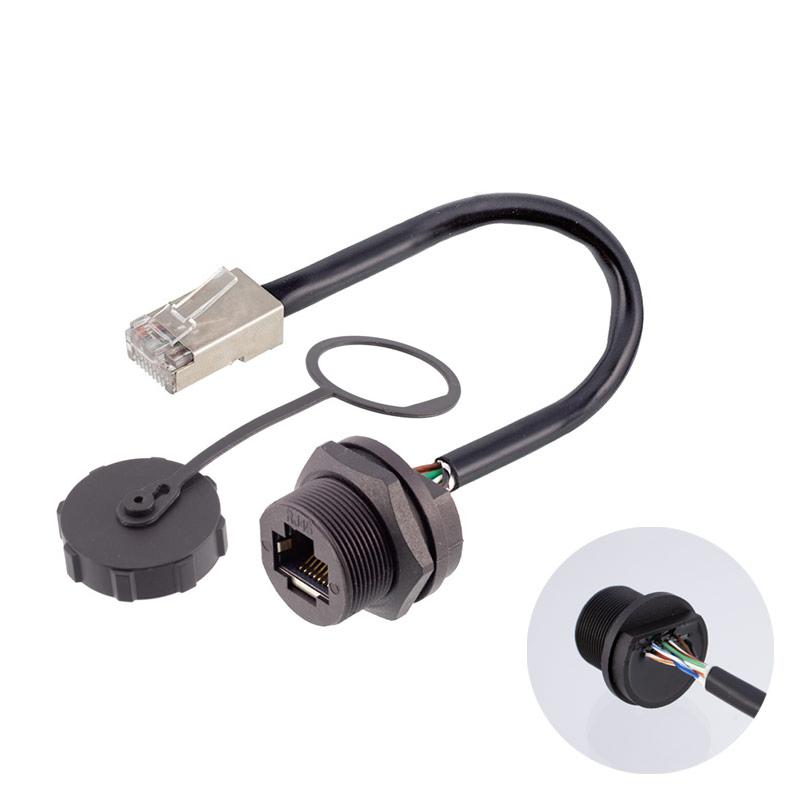 Dual Port Aviation Waterproof Network Switch Coupler Ethernet Cat5e 8P8C 8pin Panel RJ45 Connector Plug Socket Signal Adapter