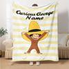 Custom Name Curious George Theme Printed Blanket - Perfect for Couch, Bed, Travel & Outdoor Use | Machine Washable, Cozy & Durable.