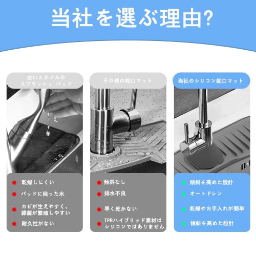 YonTens Draining Mat, New Increased Slope, Food-Grade Silicone, Faucet Draining Mat, Faucet Drain Mat, Food Slope Design, Drainage, Quick-Drying, Anti