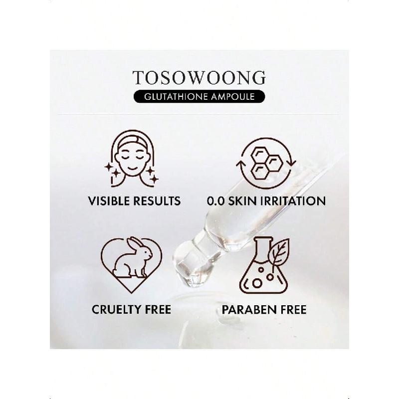 Tosowoong Glutathione Serum 30ml | Potent 20,000ppm Glutathione, Niacinamide & Hyaluronic Acid Blend, Targets Dark Spots, Boosts Skin Elasticity