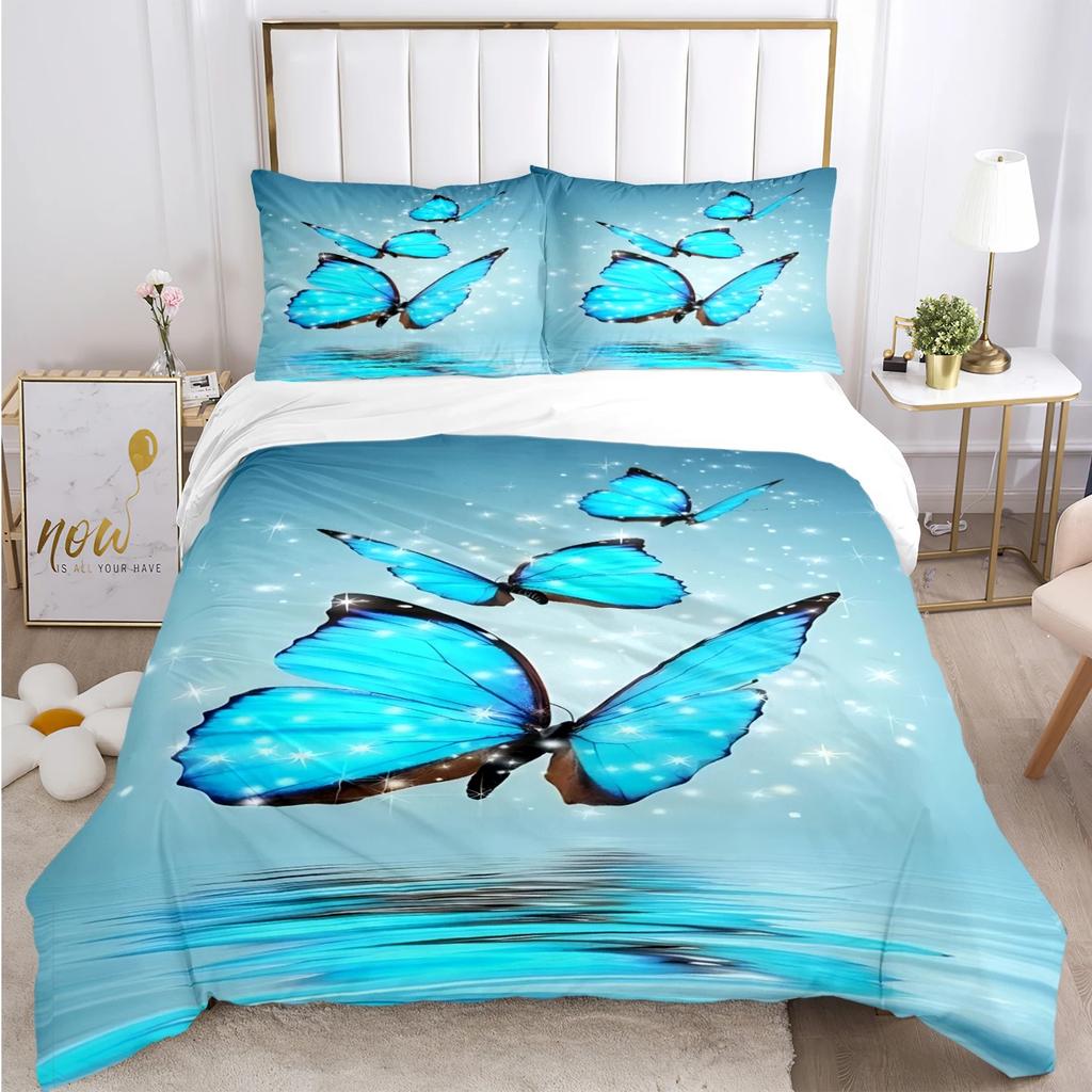 Colorful Flying Butterfly All Season Duvet Cover Comforter Bedding Set Soft Quilt Cover and Pillowcases SingleDoubleQueenKing