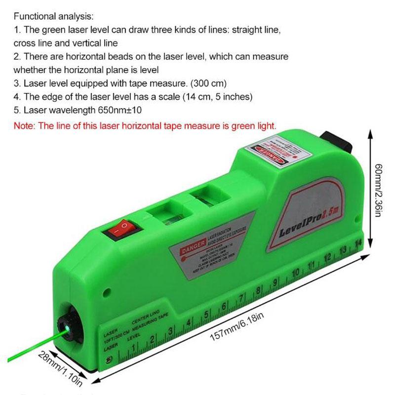 Multipurpose Level Laser Horizon Vertical Measure Tape Horizontal Ruler 4 In 1 Infrared Laser Level Cross Line Laser Tape