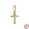 Gold Plated Sparkling Jesus Cross Pendant Charm Zircon Stones Bead Fit Original Fashion Bracelet Silver 925 Diy Jewelry Gift