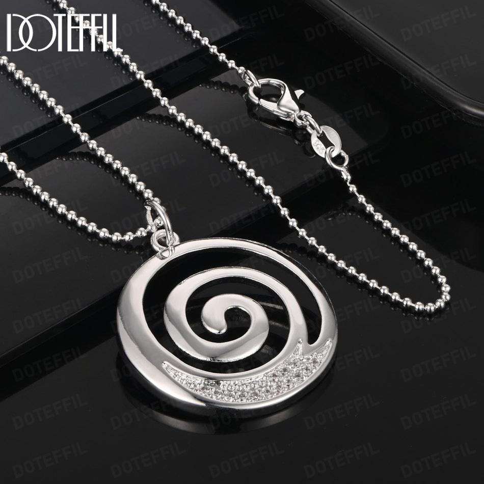 925 Sterling Silver Fashion Jewelry 18-inch Spiral Pendant Necklace