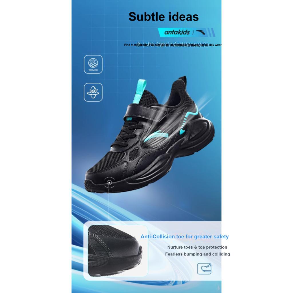 Anta Kids Fashion Versatile Comfortable Lightweight Shock Absorption Low Top Running Shoes Men Running Shoes Black Green A12445577-3