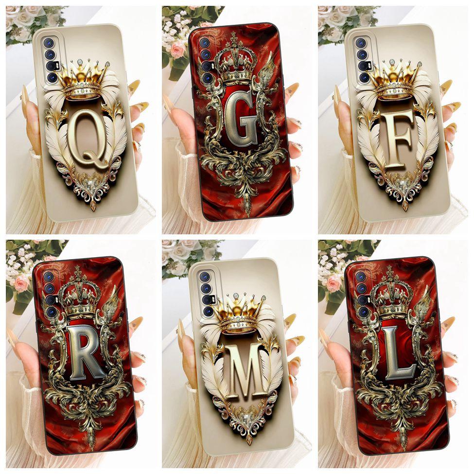 Case For Oppo Reno3 Pro 5G Cover Luxury A-Z Letters 2D Painted Silicone Casing For Oppo CPH2009 PCRM00 PCRT00