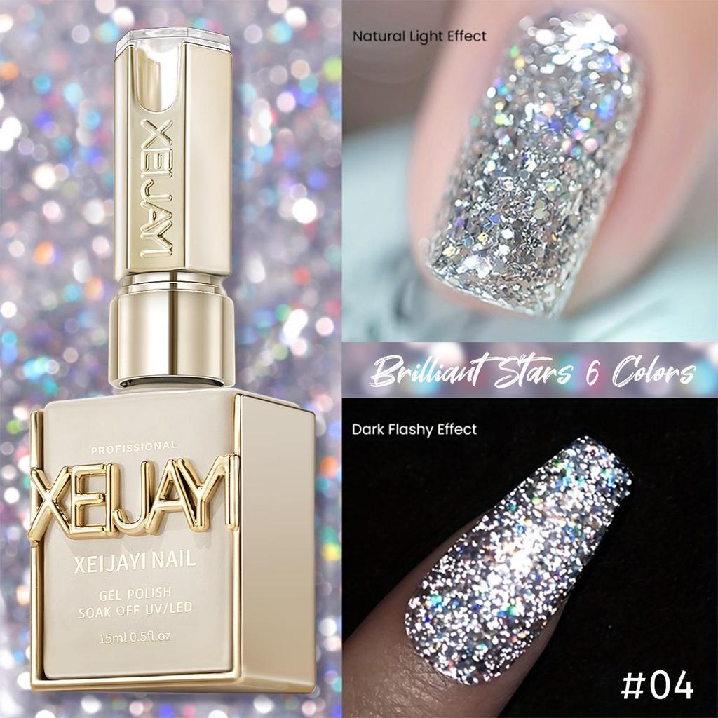 2025 Sparkling Stars Gel Nail Polish: Trendy, Super Shiny, Glittery, Internet-Popular Style for Nail Salons