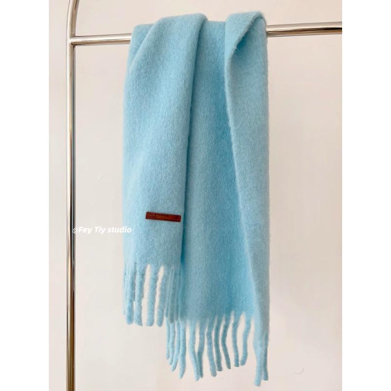 Solid Color Scarf Winter Macaron Color Warm Face Covering Windproof Cold Resistant Tassel Shawl Scarf