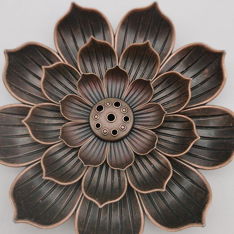 1Pcalloy Incense Burner Stick Holder Buddhism Lotus Line Incense Plate Sandalwood Coil Base Temples Yoga Studios Home Decoration