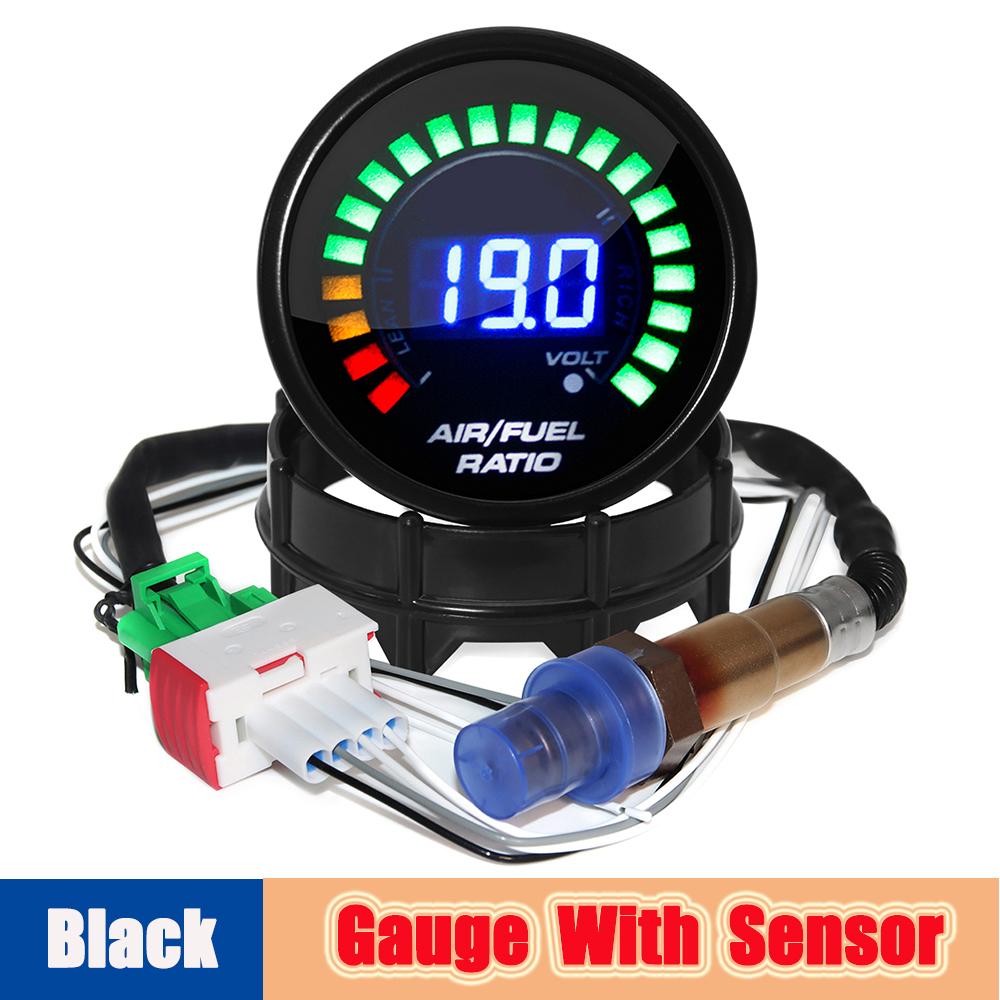 Indicator universal pentru raportul aer-combustibil, 52MM, cu față afumată, AFR LED, voltmetru digital, 12V VOLT, senzor de oxigen pentru mașină de curse pe benzină