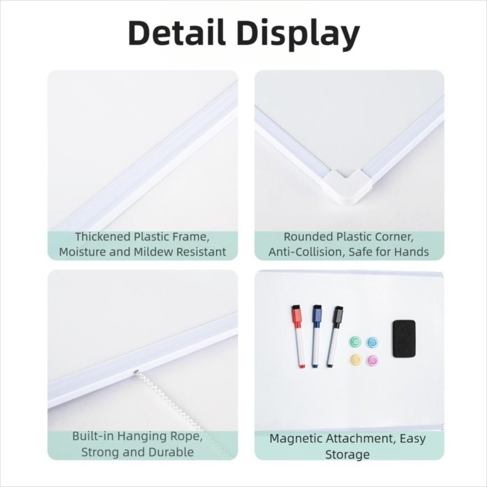 with 3 Markers & 4 Magnets Dry Erase Board 16" X 12" Double-Sided Whiteboard Wall Mounted Small Graffiti Drawing Board