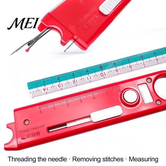 Embroidery Needle Threader 1/2Pcs 4-In-1 Sewing Tool with Seam Remover, Magnifying Glass, Magnetic Guide, Threading Helper Tools, Accessory Mini