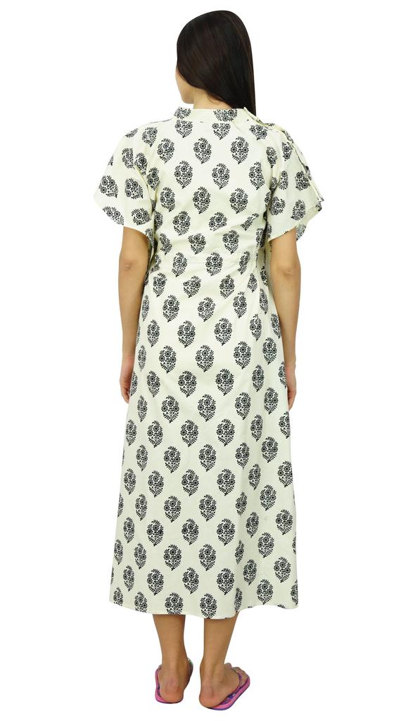 Bimba Nursing Cotton Kaftan Front Buttons Maternity Night Wear Caftan