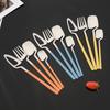 4Pcs Blue Silver Stainless Steel Cutlery Set Kitchen Silverware Dinnerware Knife Fork Spoon Flatware Set Brushed Stain Tableware Utensils