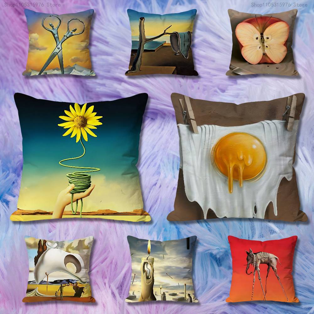 SSalvador Dali Art Pillow Cases for Bedroom Living Room Sofa Home Decor Polyester Cushion Cover with Zipper