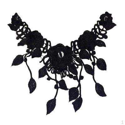 Escote bordado de borlas florales para vestido de novia de boda Apliques de cuello de encaje DIY -