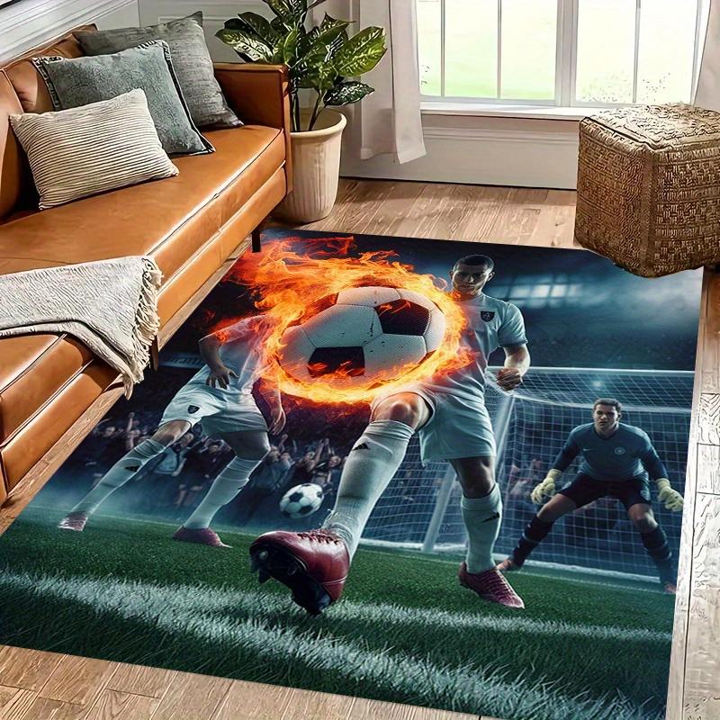

Soccer Football Player Action Print Flannel Rug Sports Theme Living Room Carpet Kids Room Decor Soft Fleece Floor Mat Indoor 60x90cm