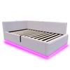 Upholstered Bed 90 X 200 Cm, with LED Lighting, Type-C and Two USB Ports, L-Shaped Backrest, Velvet, Hydraulic Bed Frame, Grey (Mattress Not Included)
