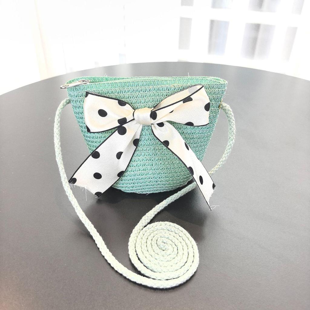 Girls' Korean Style Straw Beach Sun Hat with Sunscreen and Matching Bag