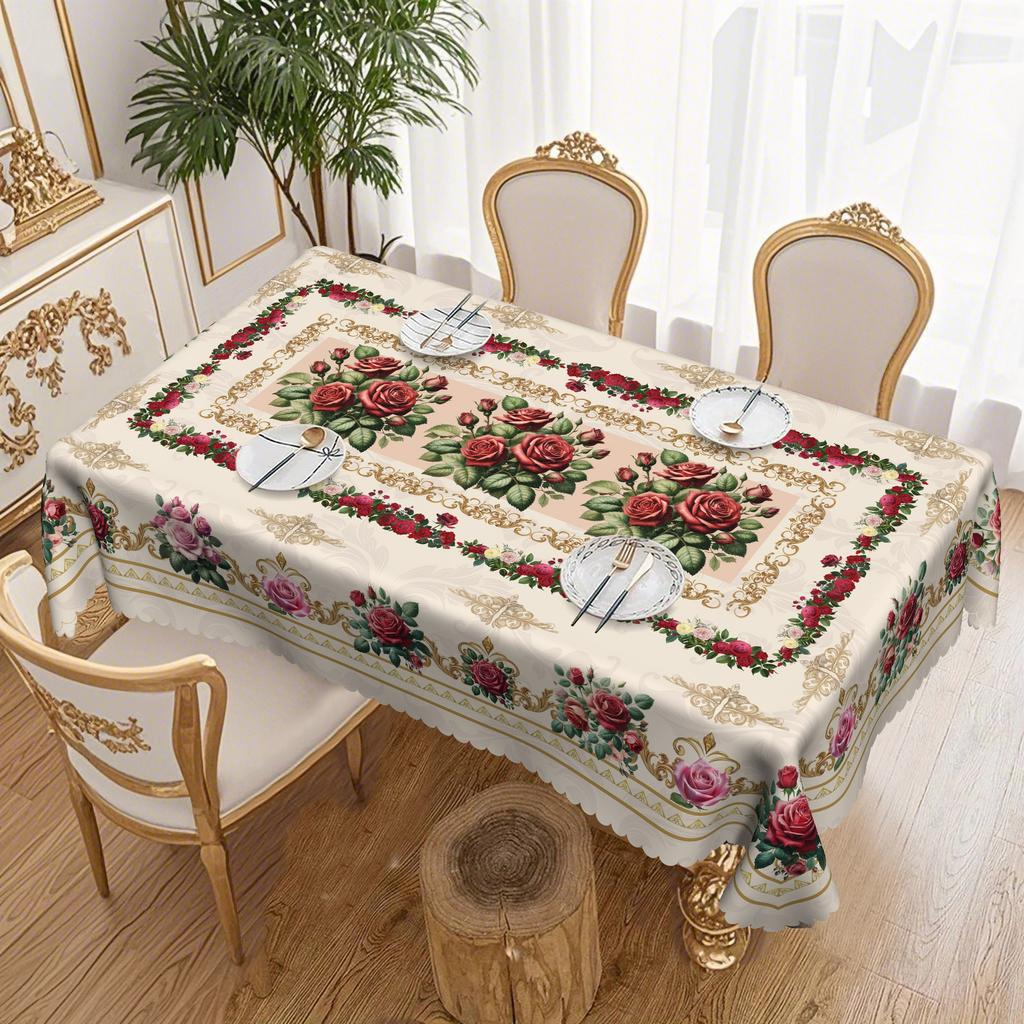 Mori Tablecloth, Autumn Squirrel Pumpkin Pastoral Print, Waterproof And Oil-Proof Round And Rectangular Tablecloth