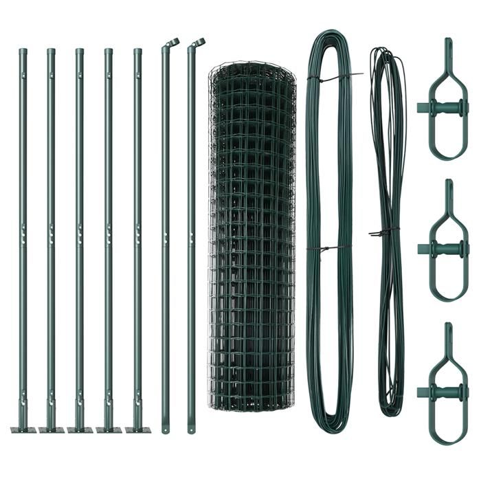 VidaXL Clôture Euro avec 7 poteaux flangés 0.8x10 m en acier galvanisé 3350835