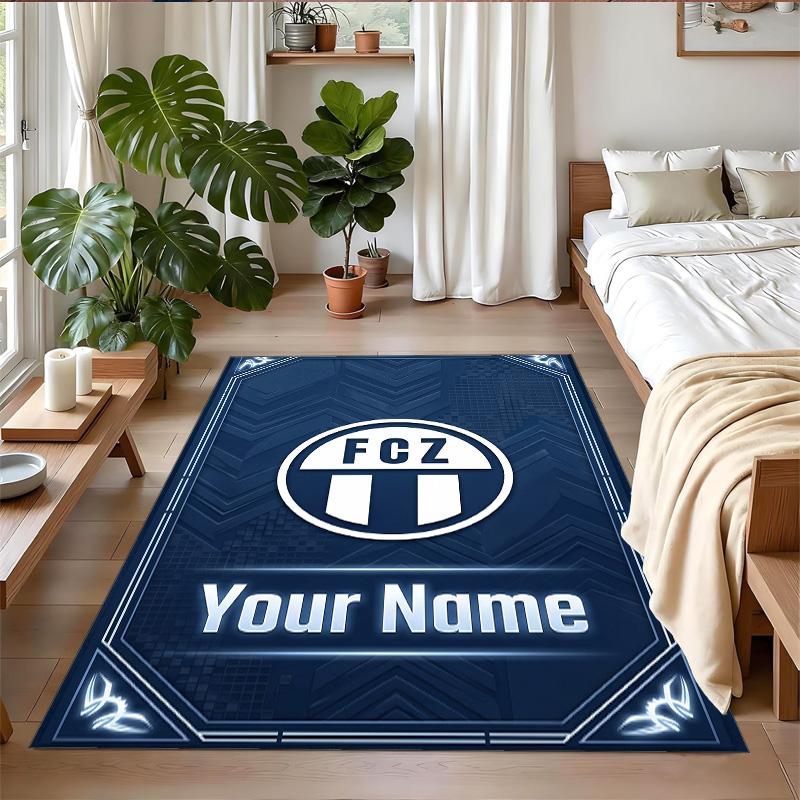 Crystal Velvet Rug Custom Name Text, Soft Non Slip Floor Mat Home DecorFC Zürich