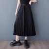 Black Cotton Plus Size High Waist Vintage Pleated Summer Casual Loose Long for Woman Skirts Womens Skirt
