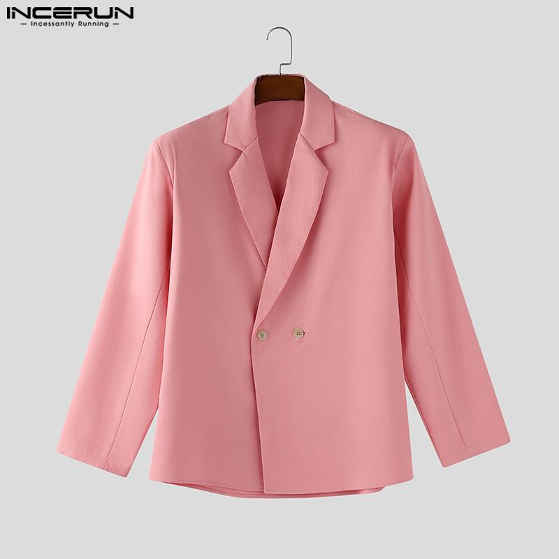 INCERUN Men Lapel Neck Long Sleeve One Buttons Casual Loose Thin Blazer Coats