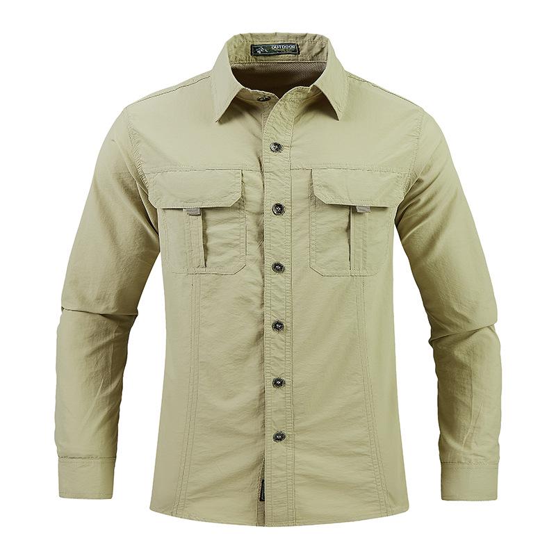 Men's Quick-Dry Ice-Feel Sun Protection Long-Sleeve Shirt for Spring/Summer Outdoor and Workwear, Plus Size Available.