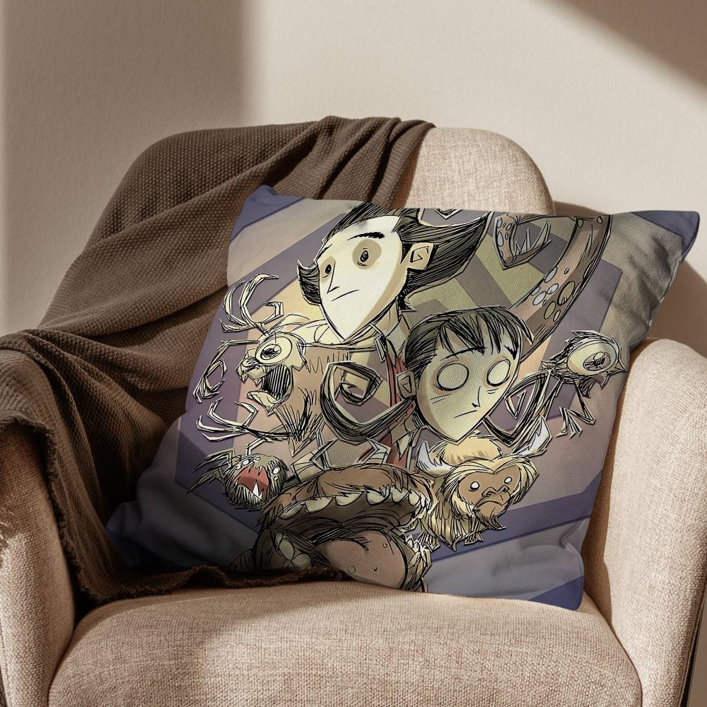 Game HP SAN Dont Starve Pillow Case Square DoubleSided Printing Short Plush Sofa Cushion Cover Bedroom Bedside Pillow