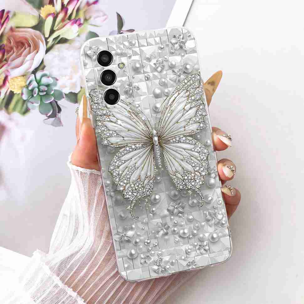 For Samsung Galaxy M13 4G Case SM-M135F Gold Butterfly Cover Soft Silicone Phone Case For Samsung M13 Back Cover Shell
