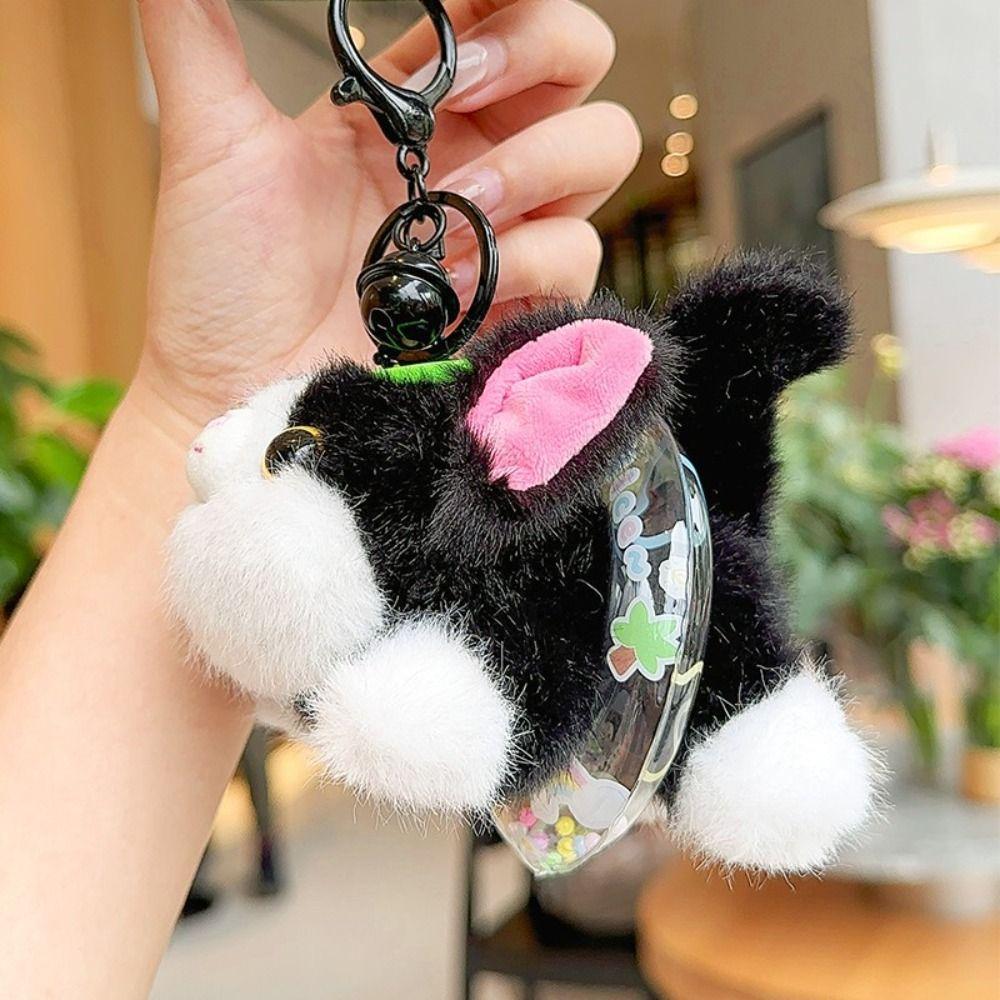 Soft Plush Tail Wagging Keychain Pull String Kitten Doll Pendant Plush Bag Ornament  Birthday Gifts