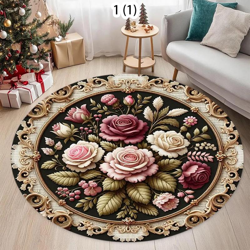 

Ocean Underwater World Round Rug Colorful Tropical Fishes Coral Carpet for Living Room Bedroom Home Decor Floor Mat 80cm